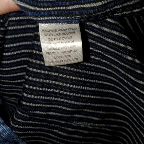 CULTURA men's navy & white LS button-up - Picture 5 of 6